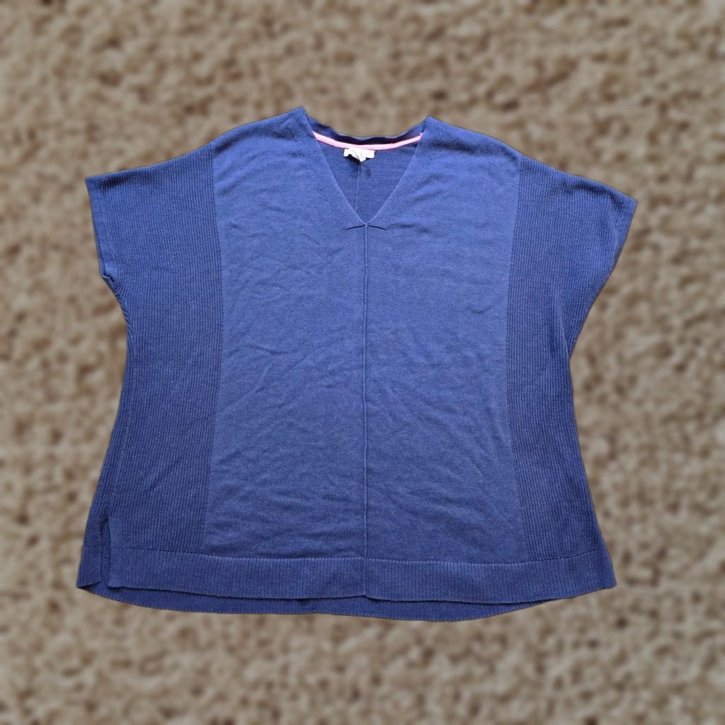 Isaac Mizrahi Isaac Mizrahi Live Sweater Women XL Blue Knit Short Sleeve Boxy Casual Basic Size XL / US 12-14 / IT 48-50 - 1 Thumbnail