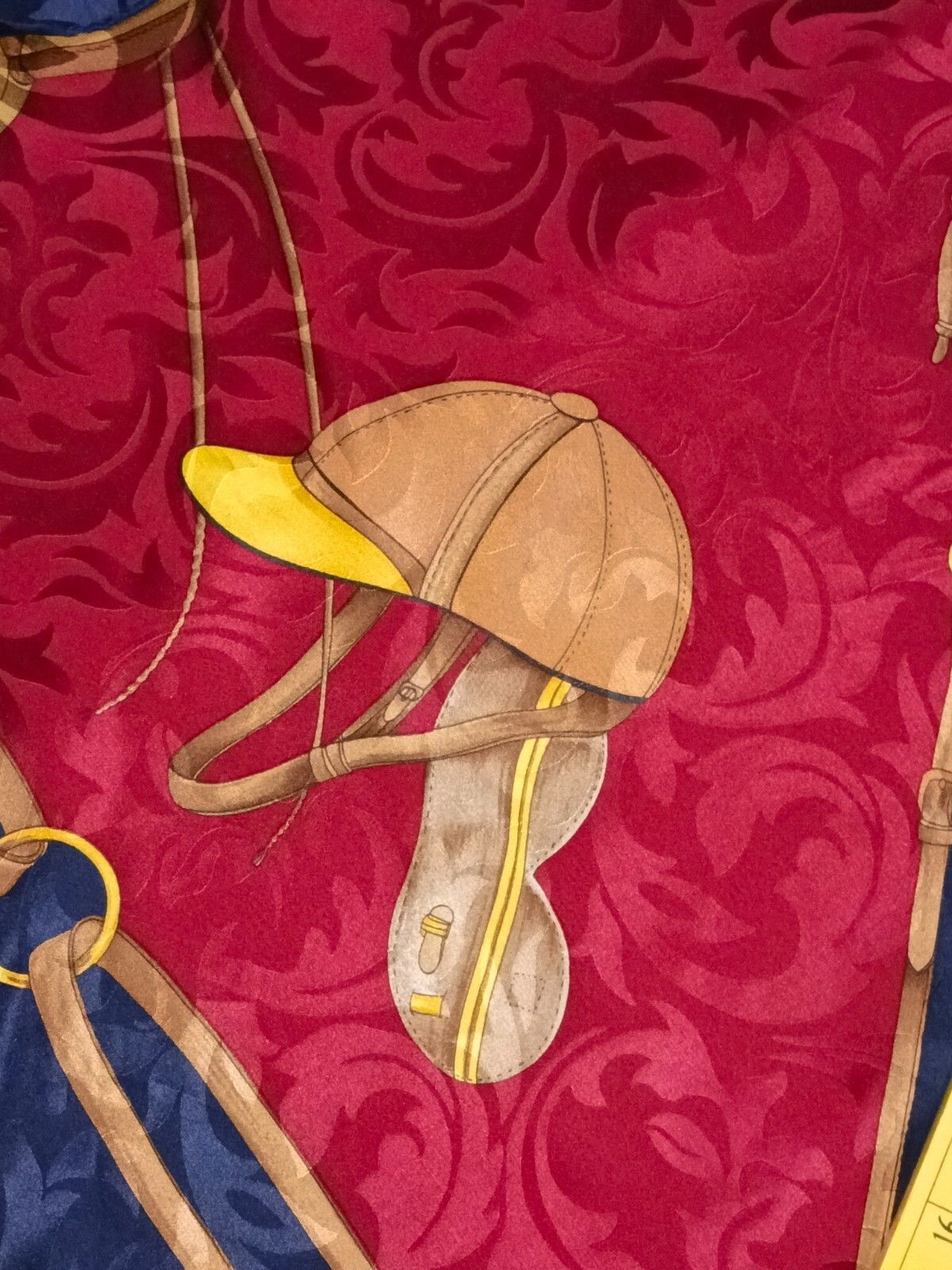 Other JEAN PAREL Paris Horse Jockey Blue Red Gold Silk Scarf Size ONE SIZE - 9 Thumbnail