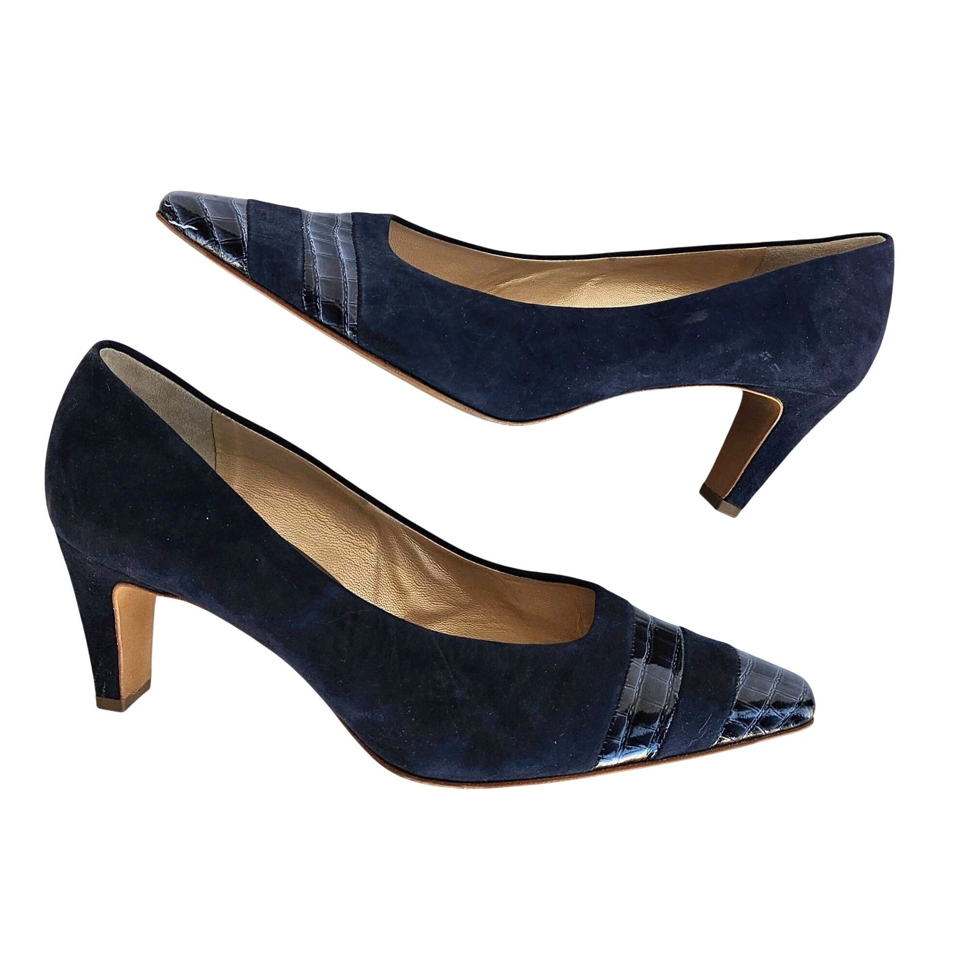 Other Vintage Peter Kaiser Suede Navy Blue Leather pumps NWOT Germ Size US 9.5 / IT 39.5 - 3 Thumbnail