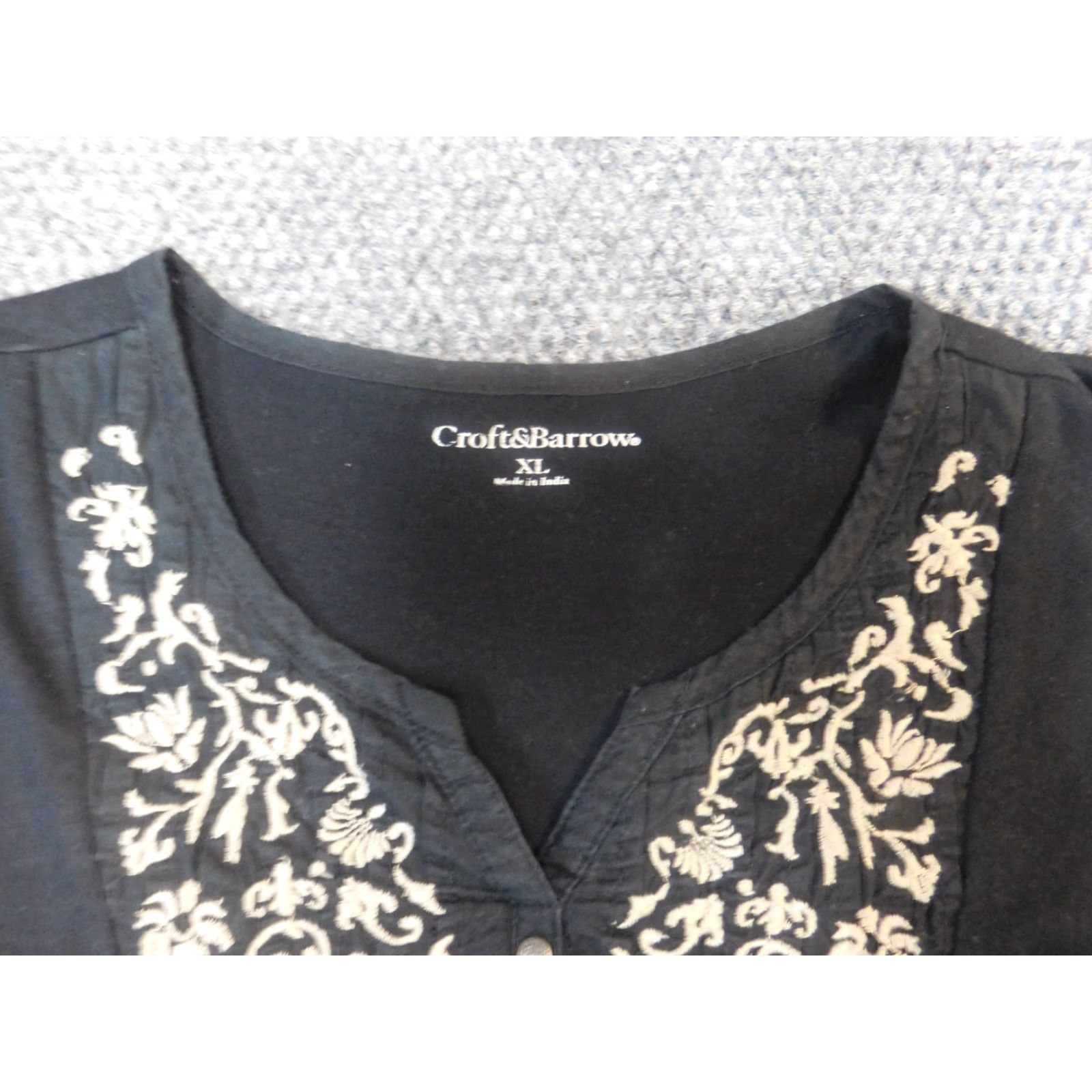 Croft & Barrow Croft & Barrow Blouse Womens XL Black Crew Neck Pullover Stretch Casual Shirt Regular Size XL / US 12-14 / IT 48-50 - 4 Thumbnail
