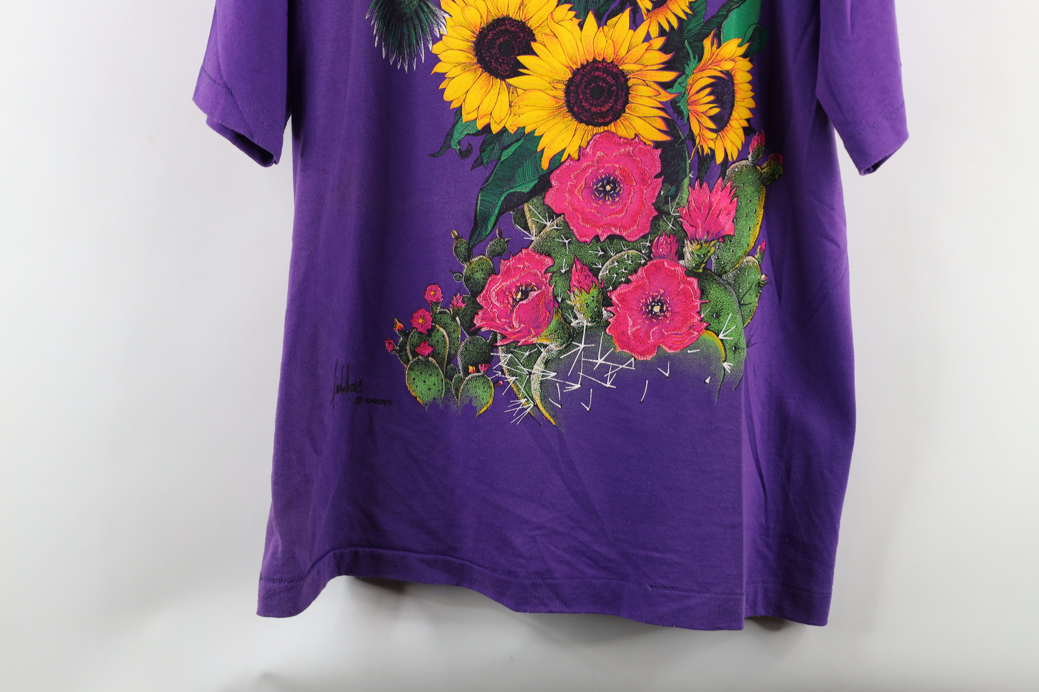 Vintage Vintage 90s Country Primitive Hummingbird Flower T-Shirt Size XL / US 12-14 / IT 48-50 - 3 Thumbnail