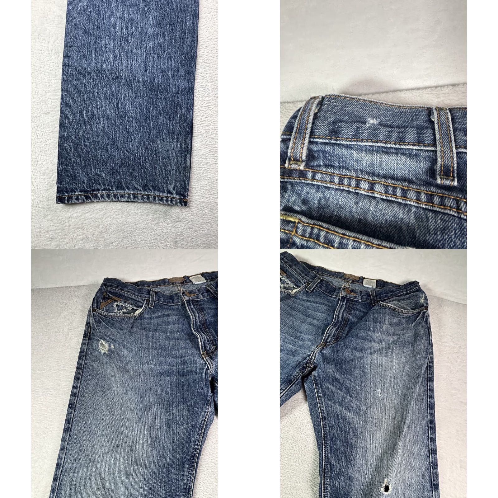 Ariat Ariat Jeans Men's Relaxed Boot Cut M4 Blue Distressed Denim Size 36x32 Med Wash Jeans Size US 36 / EU 52 - 9 Thumbnail