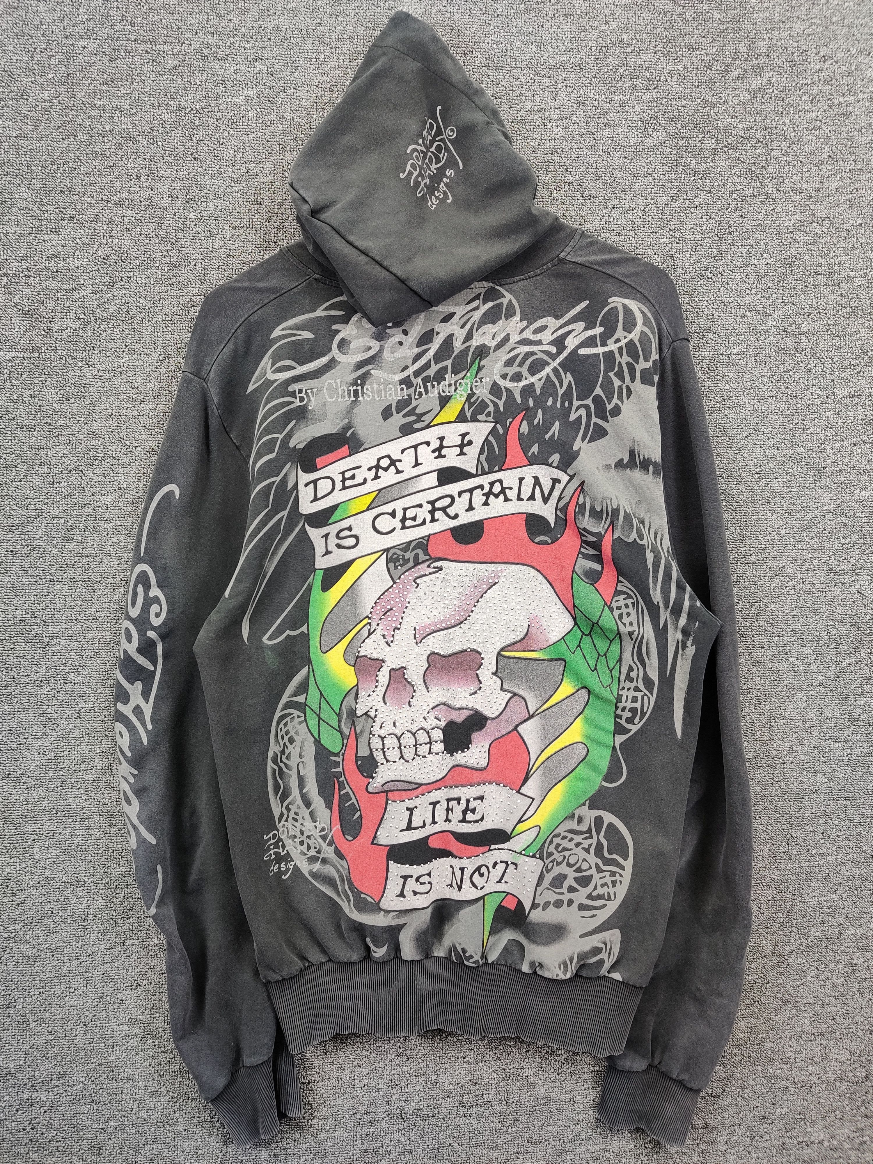 Ed Hardy Vintage Ed Hardy Christian Audigier Skull Zipper Hoodie Size US XL / EU 56 / 4 - 1 Thumbnail