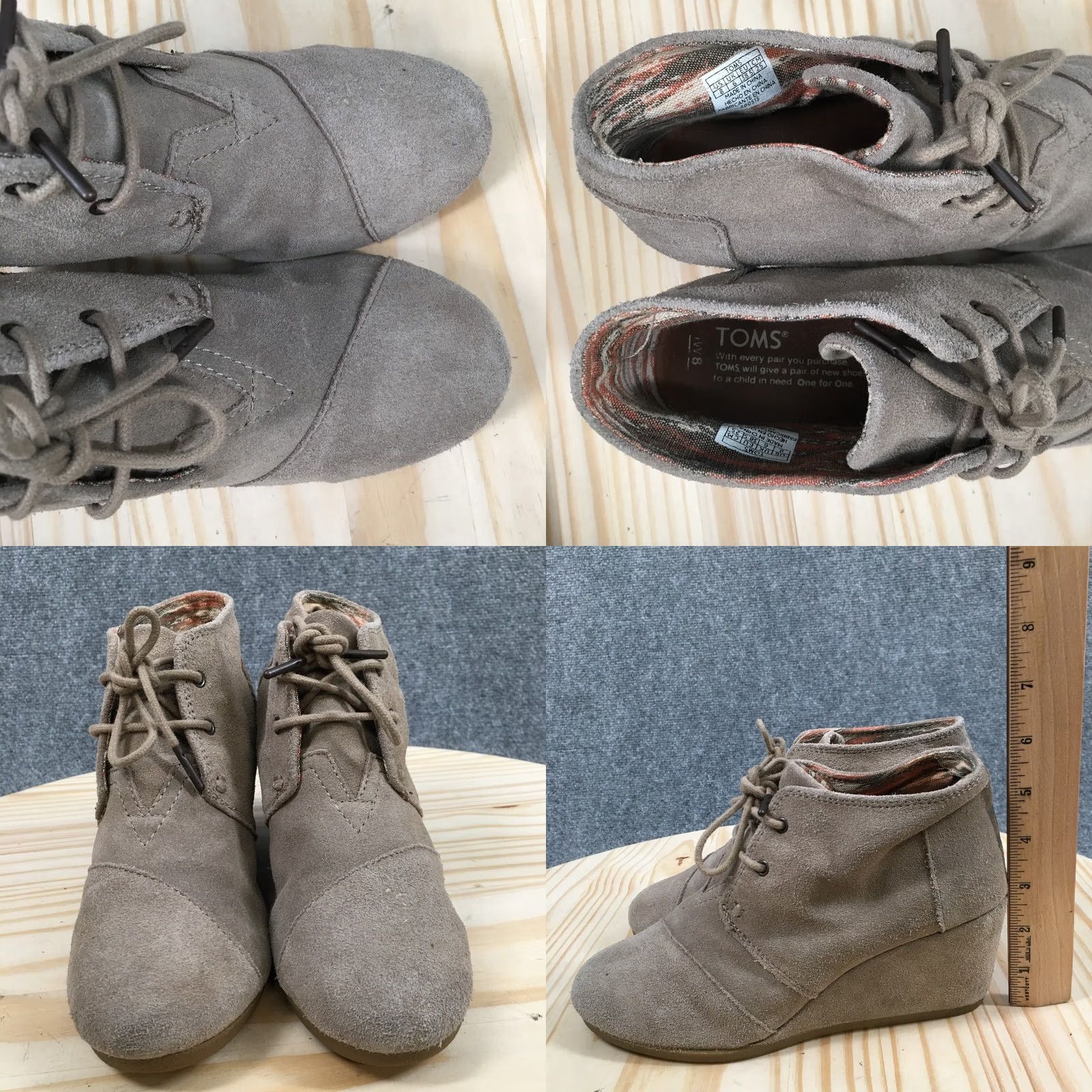 Toms TOMS Boots Womens 8 Lace Up Desert Wedge Ankle Bootie Brown Suede Casual Boot Size US 8 / IT 38 - 8 Thumbnail