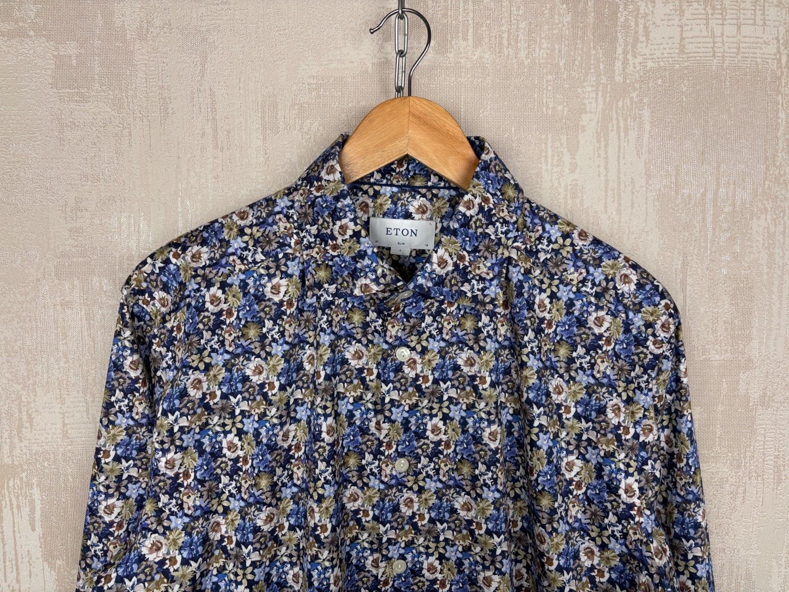Eton Eton Floral Long Sleeve Dress Shirt Sz L (41 / 16) Slim Fit Size US L / EU 52-54 / 3 - 1 Thumbnail