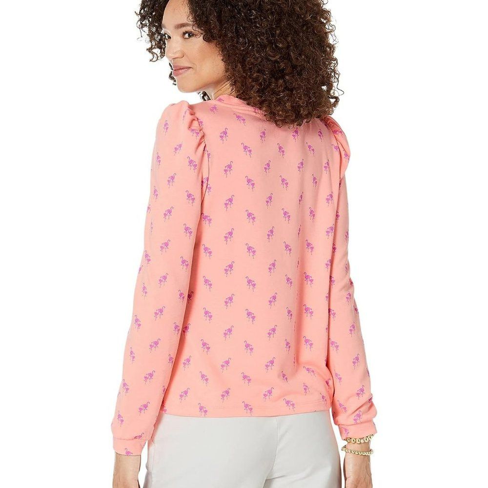Lilly Pulitzer NWT New $108 Lilly Pulitzer Jansen Peach Flamingo Sweatshir Size XXS / US 00 / IT 34 - 2 Thumbnail