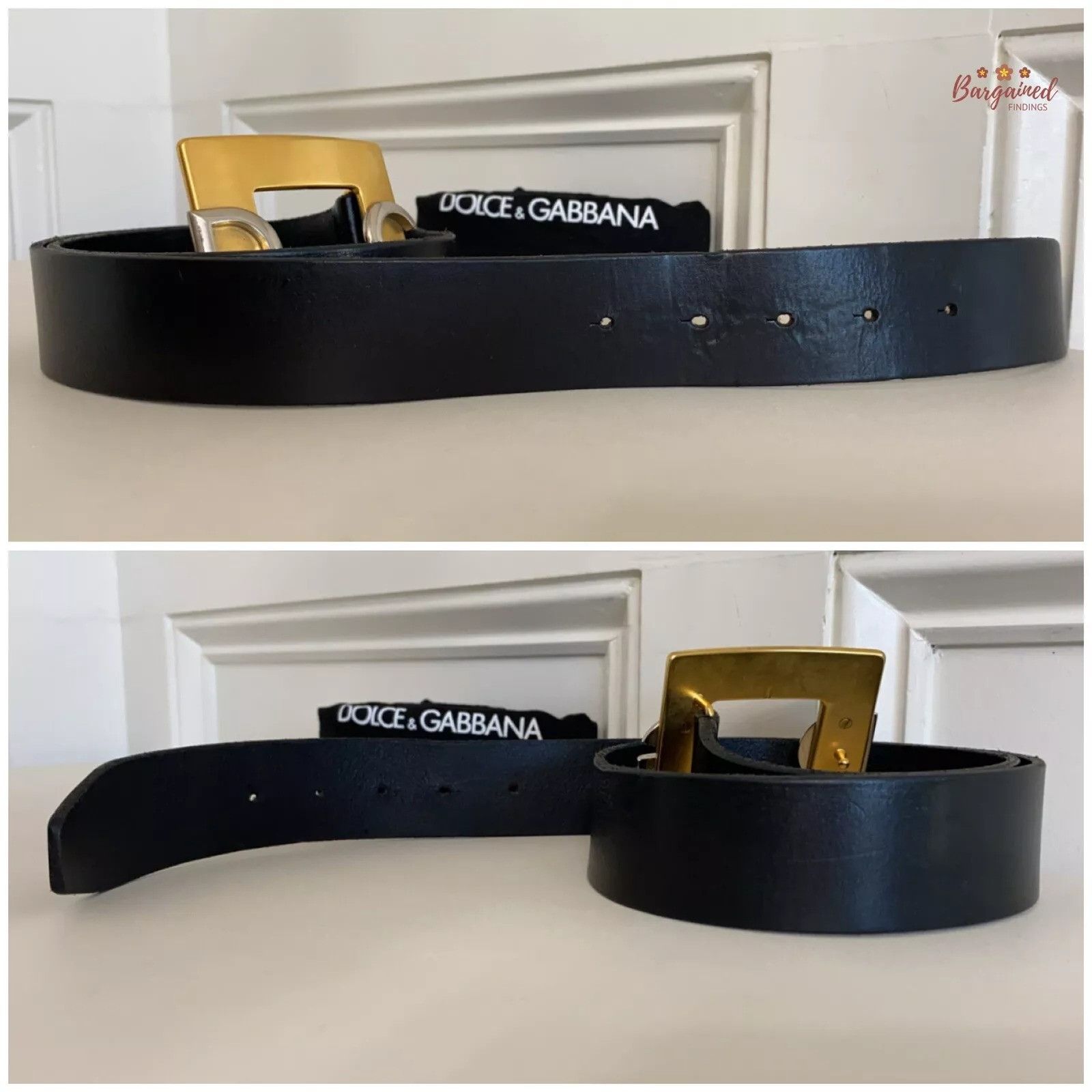 Dolce & Gabbana Dolce & Gabbana Black Leather DG Logo Gold Buckle Belt Size 32 - 3 Thumbnail