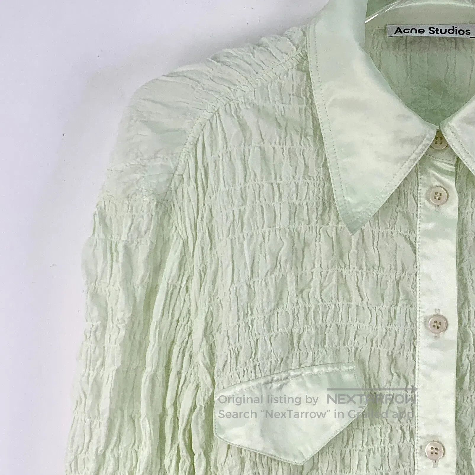 Acne Studios Acne Studios Light green pleated cotton button-down single Size XXS / US 00 / IT 34 - 3 Thumbnail