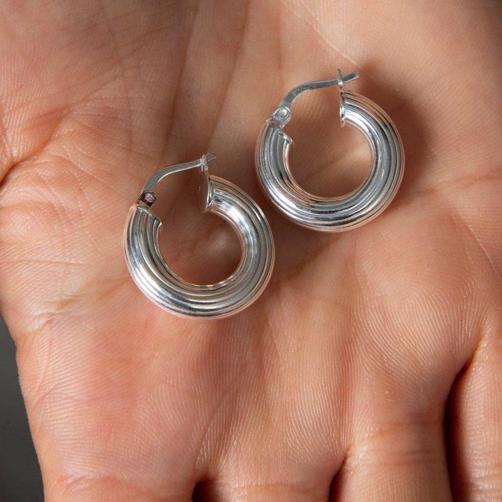 Designer Women's 925 Sterling Silver Hoop Earrings Size ONE SIZE - 3 Thumbnail