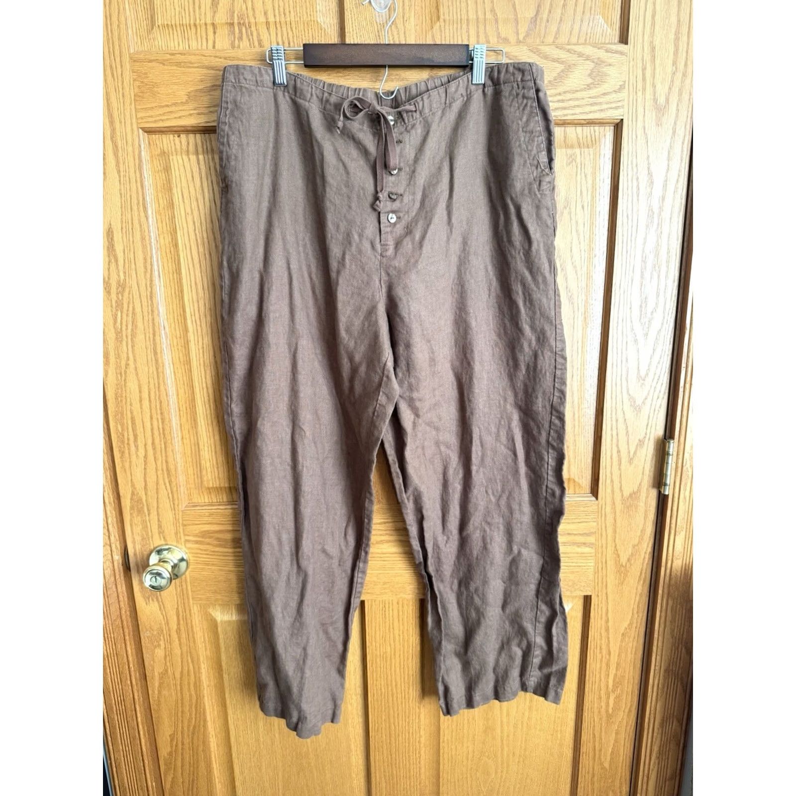 Rusty Chadwick’s Pants Size 16 Womens Rusty Tan Linen Coastal Beach Size 38" / US 16 / IT 52 - 2 Thumbnail