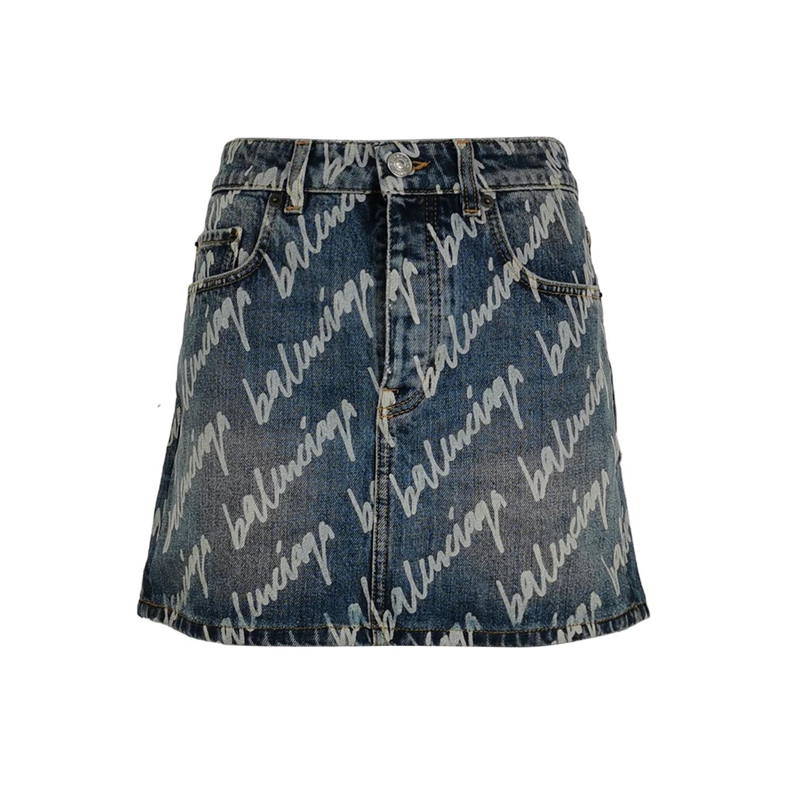 Balenciaga Balenciaga Denim Letter Logo Mini Skirt Size 28" / US 6 / IT 42 - 1 Thumbnail