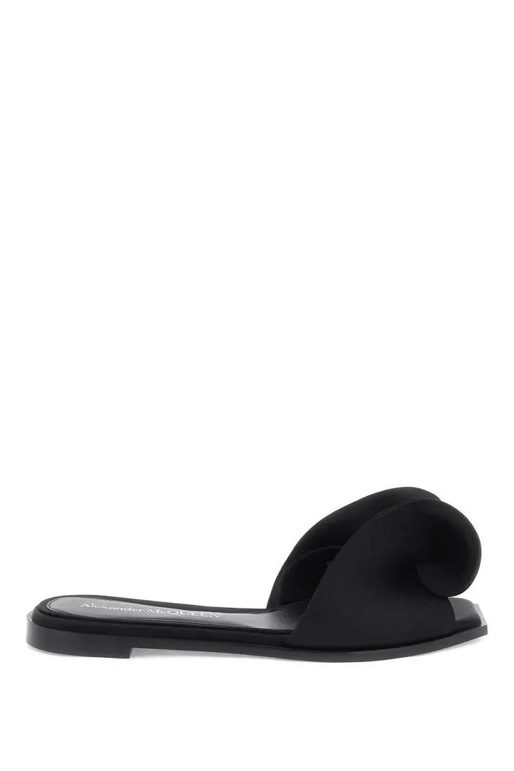 image of Alexander Mcqueen O1S22I1N0324 Slides Silk In Black, Women's (Size 9)
