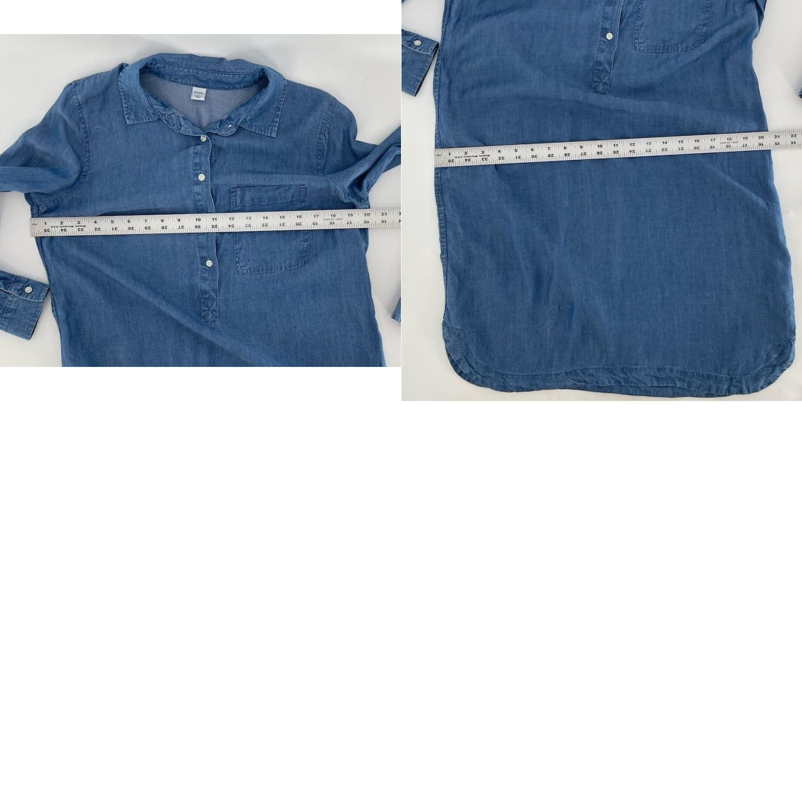 Old Navy Old Navy Chambray Shirt Dress Button Front Blue Long Sleeve S Womens Regular Size 100% Lyocell Casual Vintage No N/A Size S / US 4 / IT 40 - 9 Thumbnail