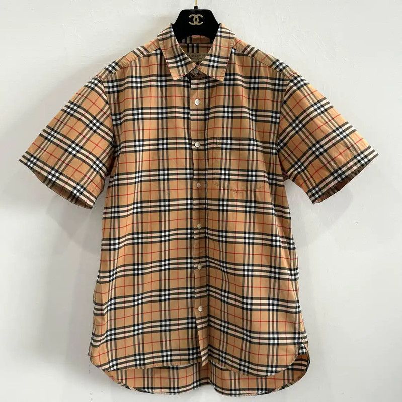 Burberry Burberry Brown Cotton Short Sleeve Shirt Size US M / EU 48-50 / 2 - 1 Thumbnail