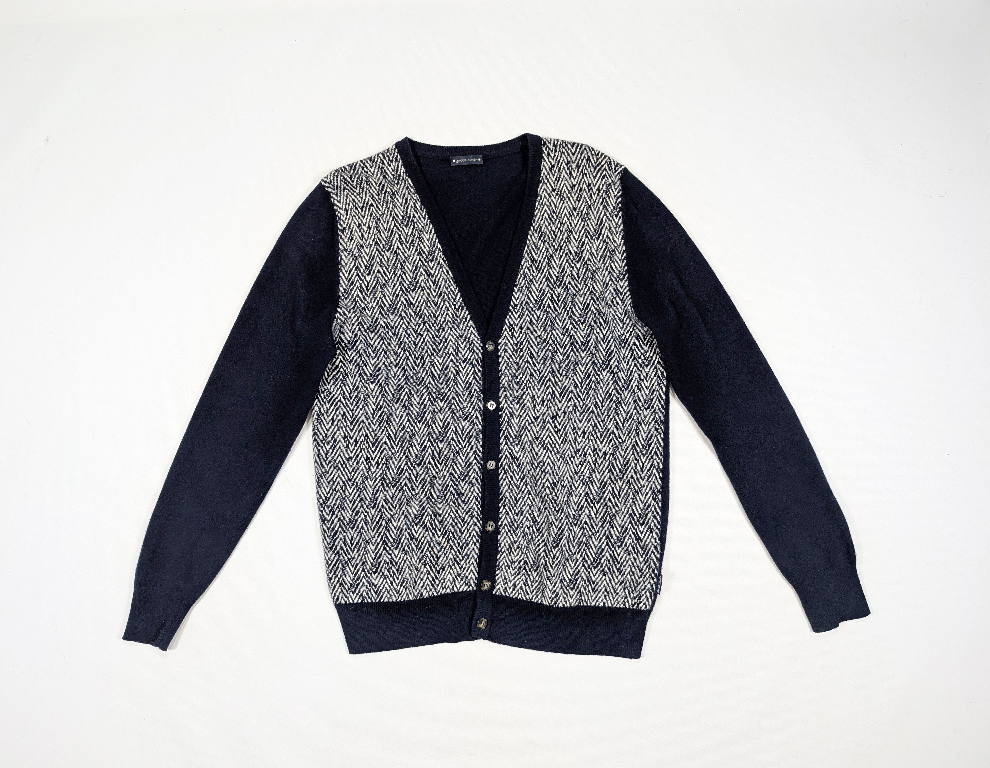 Jacob Cohen Jacob Cohen Blue Wool V-Neck Cardigan Size L Size US L / EU 52-54 / 3 - 1 Thumbnail