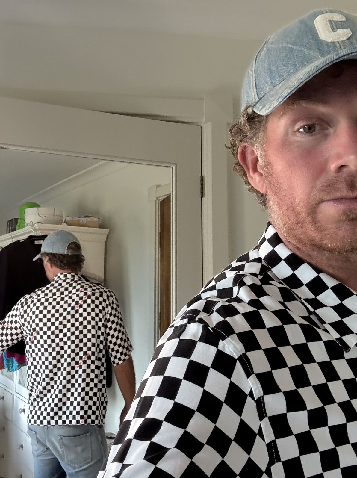$790 Palm angels checkerboard checker ss hawaiian shirt 52