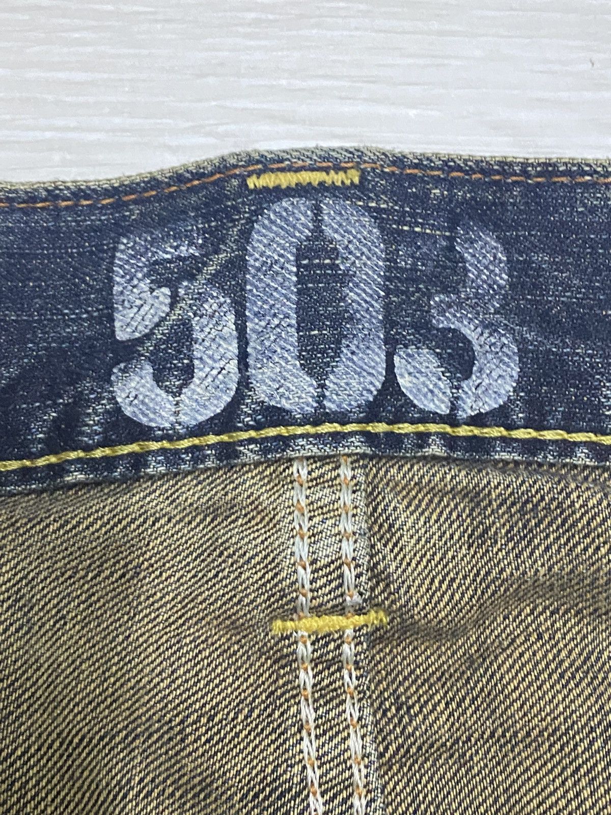 Junya Watanabe Vintage Edwin 503 Blue Trip Thunder Mud Wash Baggy Jeans Size US 36 / EU 52 - 16 Thumbnail