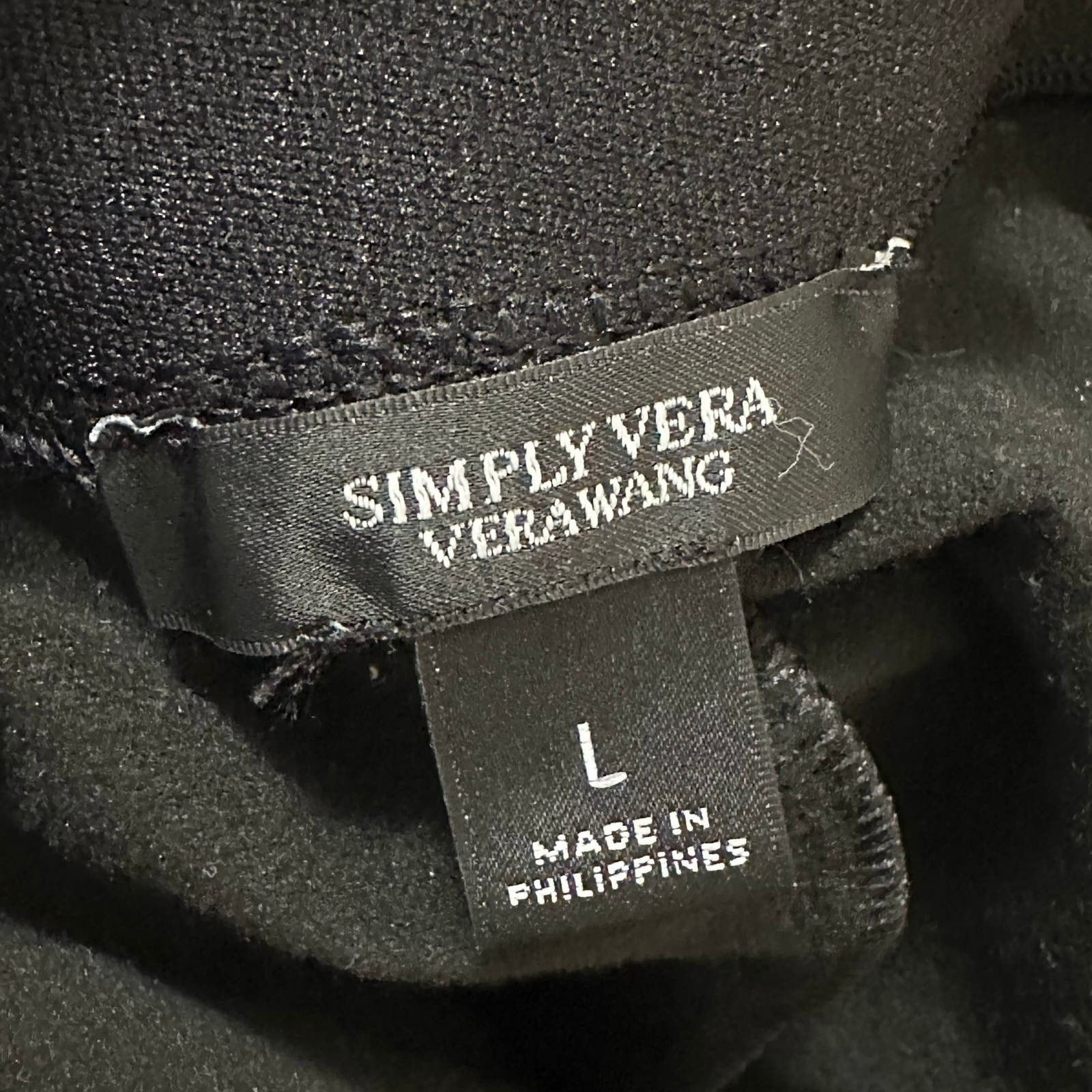 Vera Wang Simply Vera black faux leather pull on pants size Large Size 35" - 3 Thumbnail