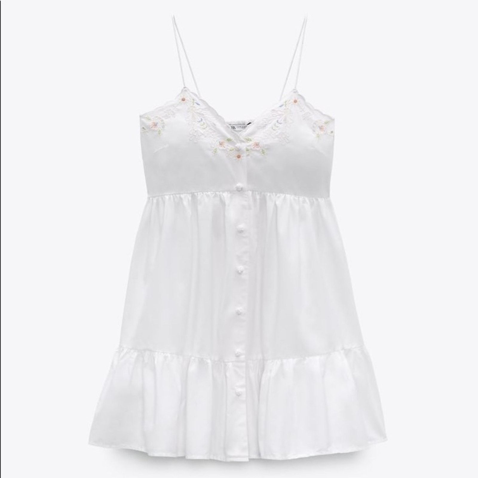 ZARA BLOGGER FAVORITE EMBROIDERED POPLIN DRESS WHITE