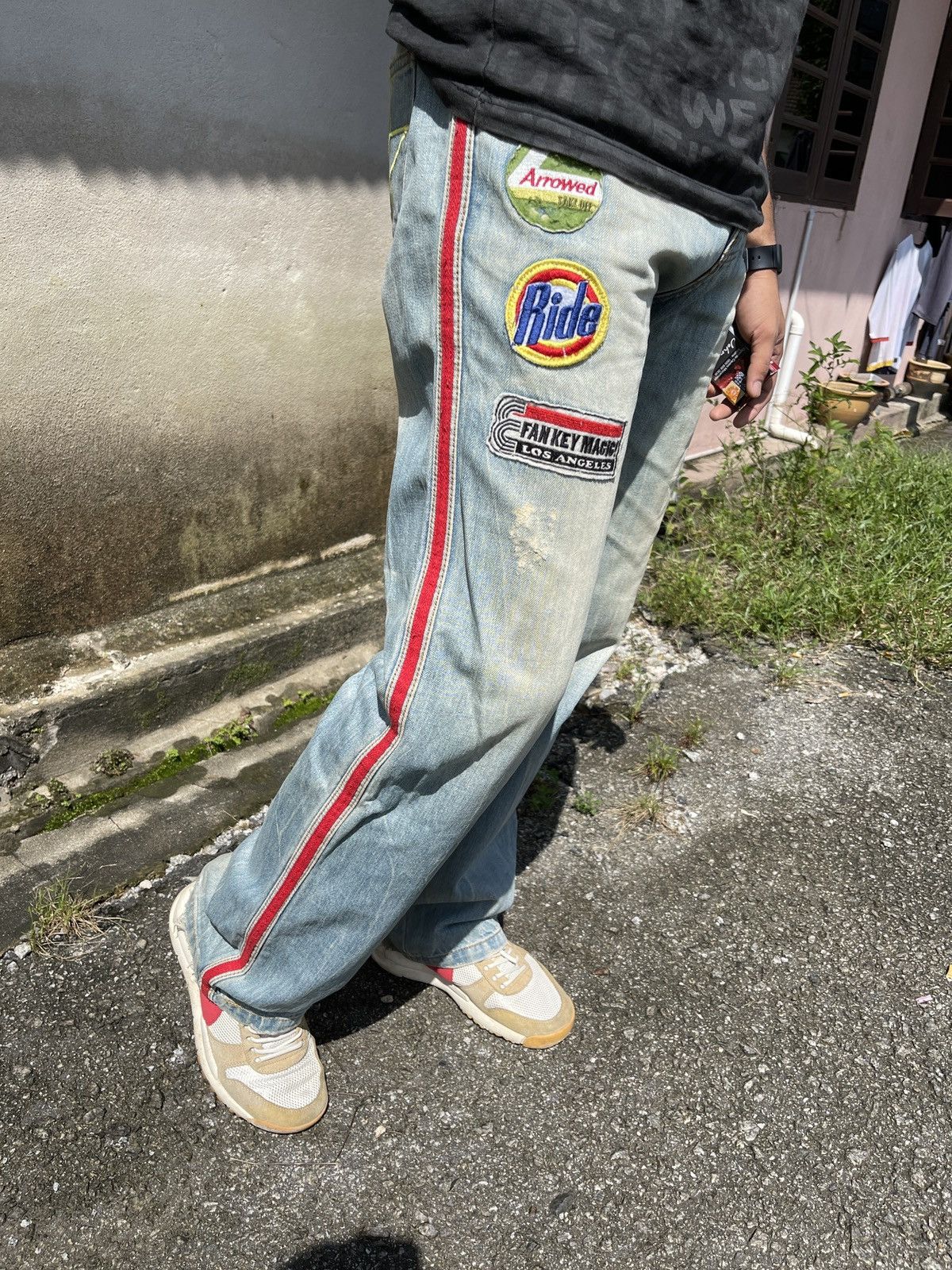 If Six Was Nine Vintage 90s🔥BUZZ SPUNKY🔥Distressed Patches Washed Denim Size US 33 - 1 Thumbnail
