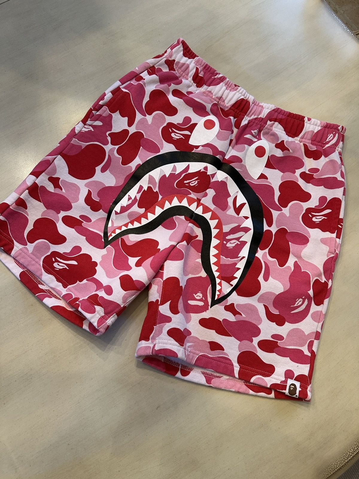 Bape ABC Camo Shark Sweat Shorts Pink