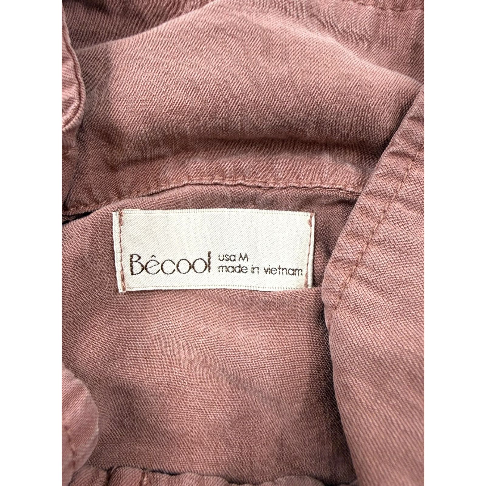Vintage Bécool Jacket Womens Medium Pink Tencel Utility Military Snap Front Pockets Size M / US 6-8 / IT 42-44 - 4 Thumbnail