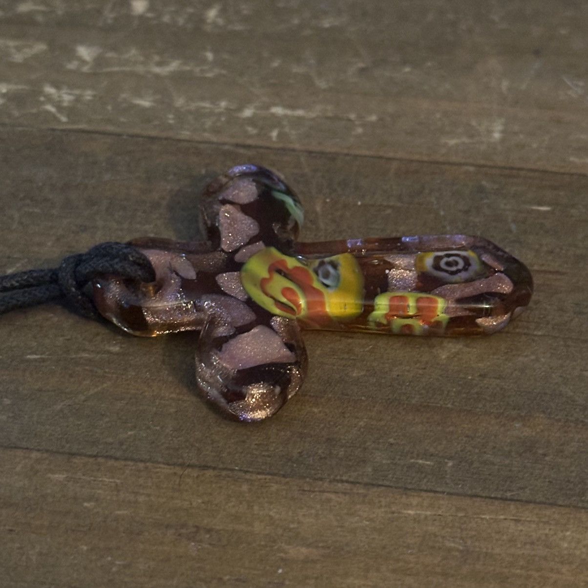 Other Colorful Murano glass cross pendant cord necklace Size ONE SIZE - 4 Thumbnail