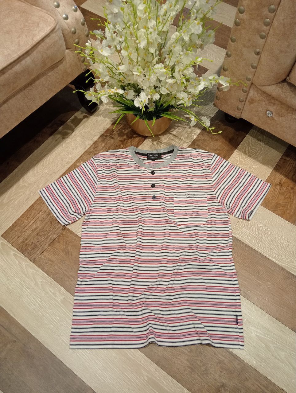 Yohji Yamamoto SACSNY Y'SACCS STRIPED HENLEY TSHIRT - SIZE L Size US L / EU 52-54 / 3 - 1 Thumbnail