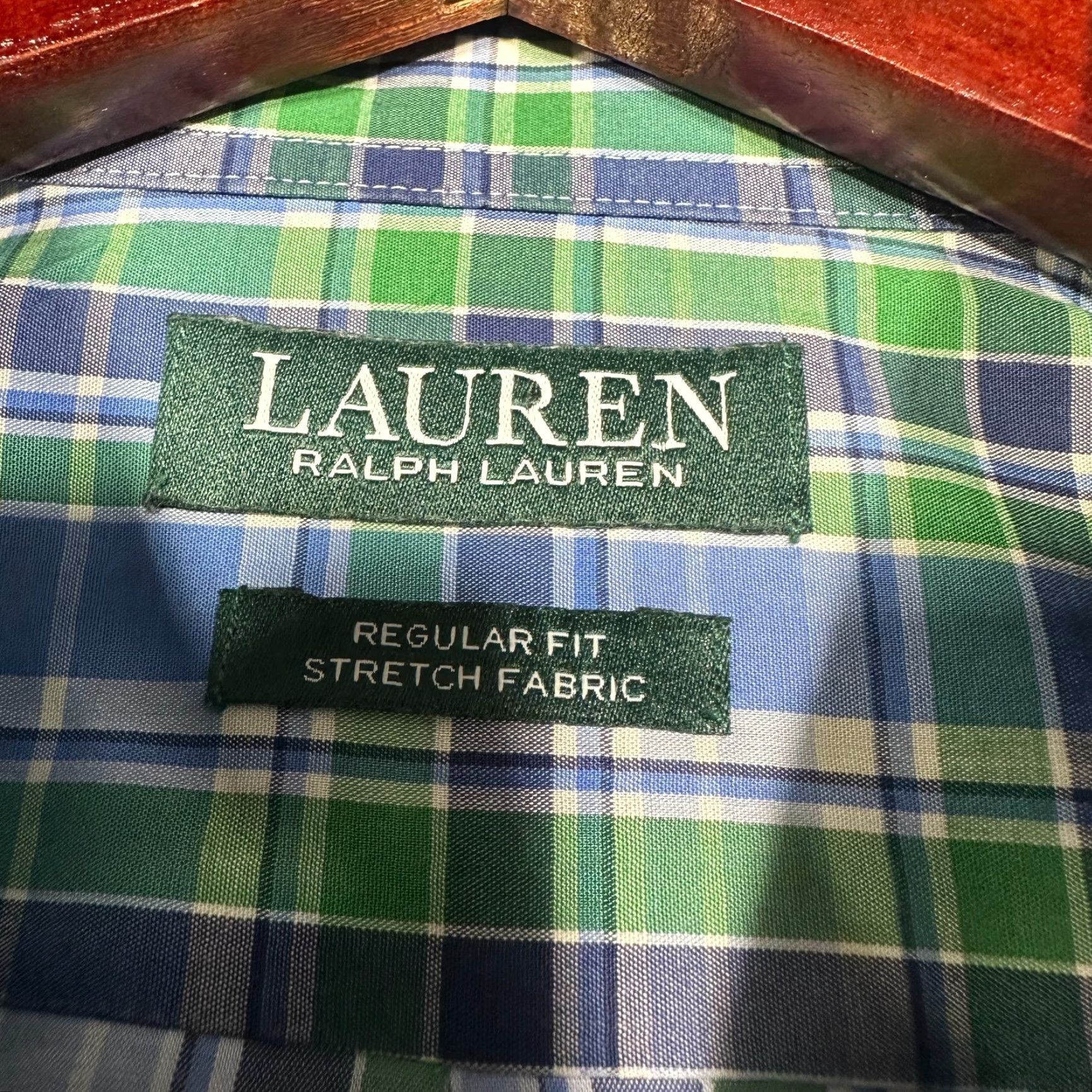 Ralph Lauren Lauren Ralph Lauren Shirt Mens L Regular Fit Cotton Blend Plaid Button-Up Blue Green Size US L / EU 52-54 / 3 - 5 Thumbnail