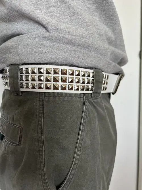 Japanese Brand Pyramid Studded Belt (white) Size ONE SIZE - 3 Thumbnail