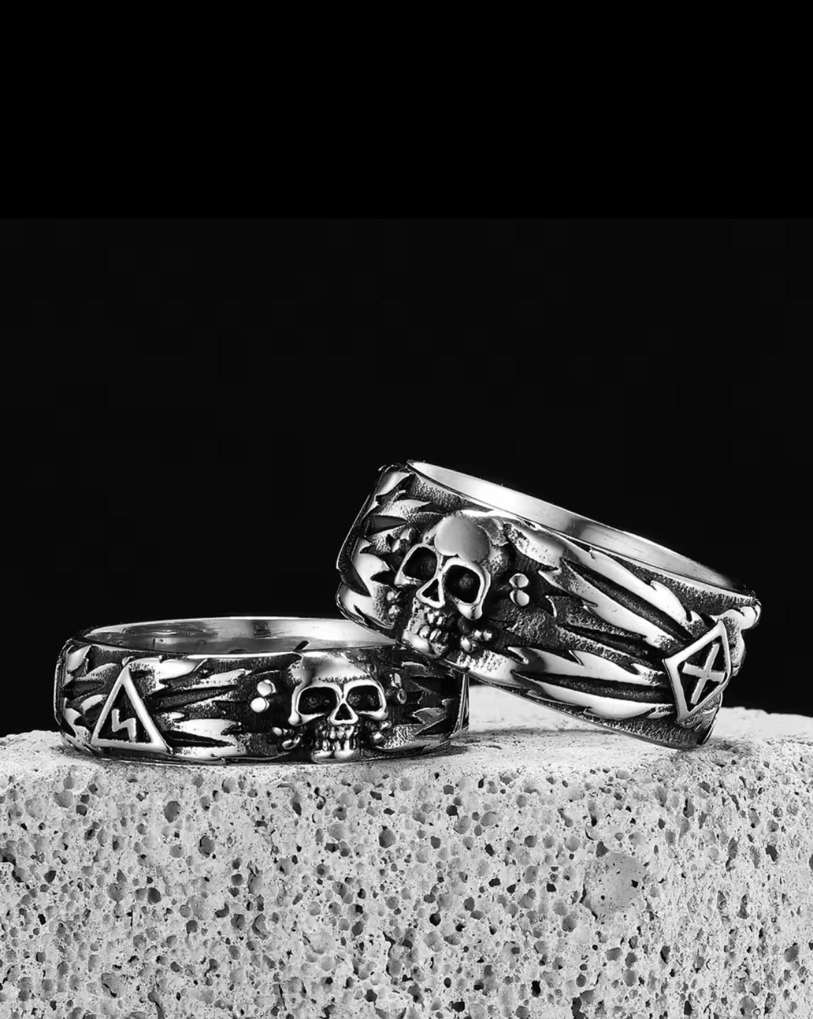 Japanese Brand Rare Retro Domineering Skull Stainless Steel Ring Size 9 Size ONE SIZE - 1 Thumbnail