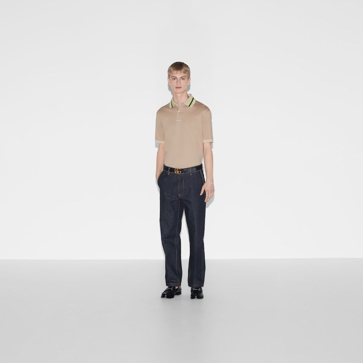 Gucci o1s1wg111025 Cotton Piquet Polo Shirt in Beige Size US S / EU 44-46 / 1 - 2 Thumbnail