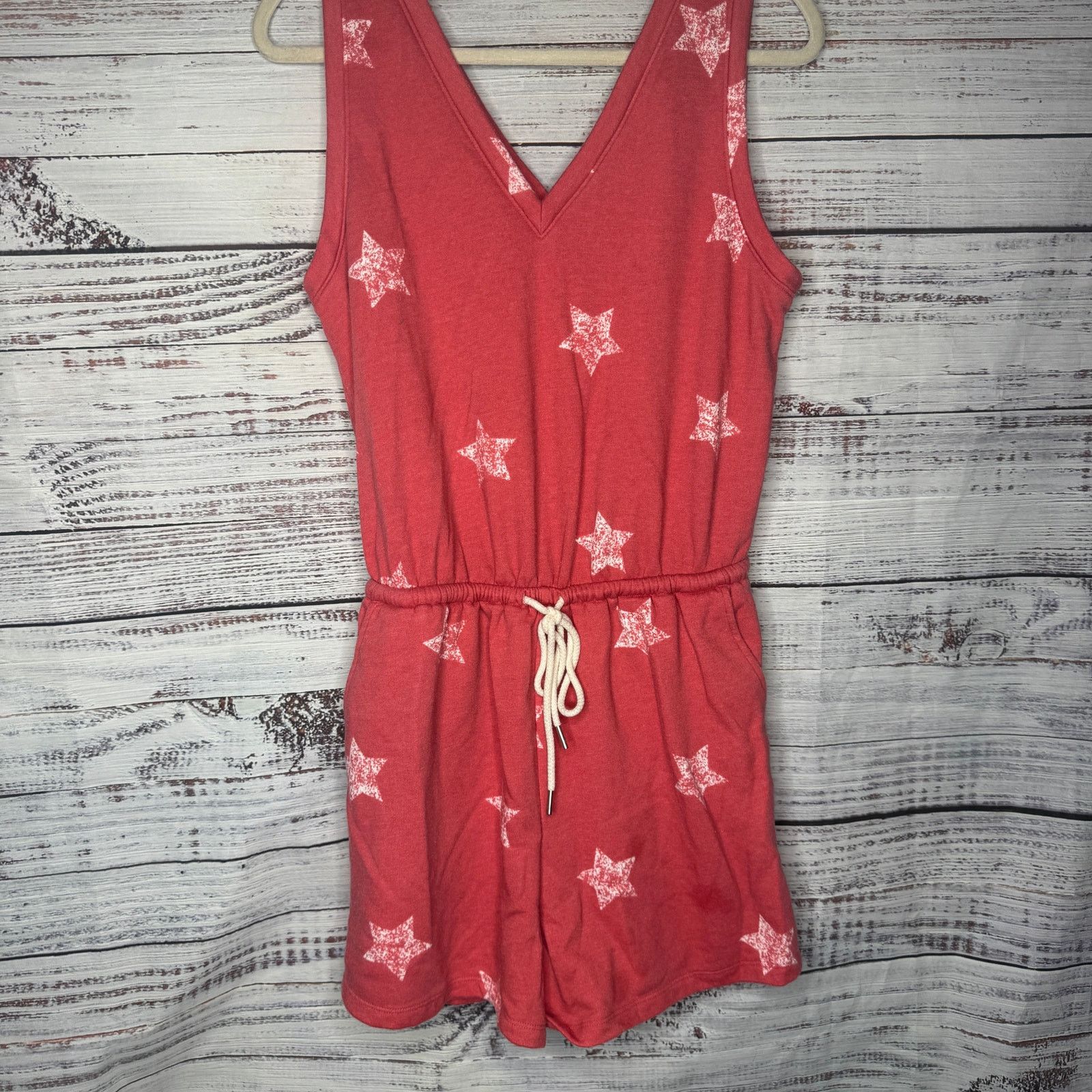 Lou & Grey Lou & Grey Star Print Drawstring Romper Red Sleeveless M Size 30" / US 8 / IT 44 - 2 Thumbnail