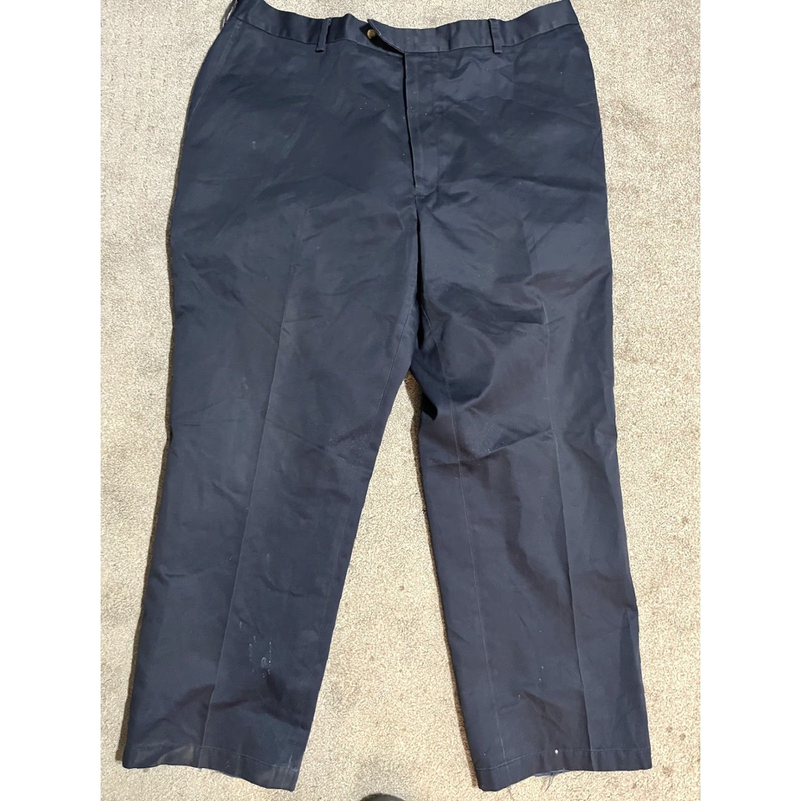Jos. A. Bank Jos. A. Bank Travelers Collection Tailored Fit Flat Front Twill Pants 44x30 Navy Size US 44 / EU 60 - 2 Thumbnail