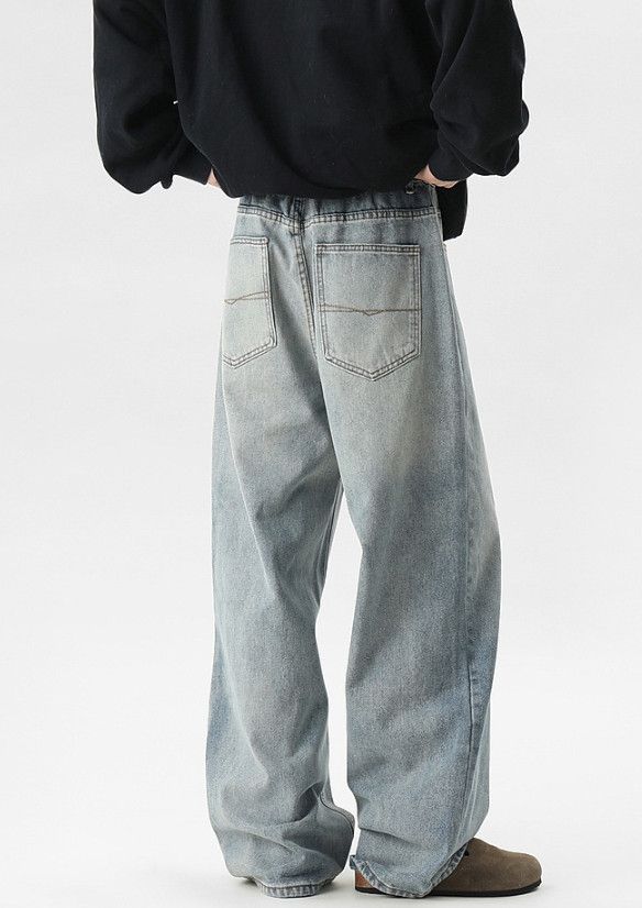 Japanese Brand Men's American Washed Retro Loose-Fit Straight-Leg Jeans Size US 32 / EU 48 - 5 Thumbnail