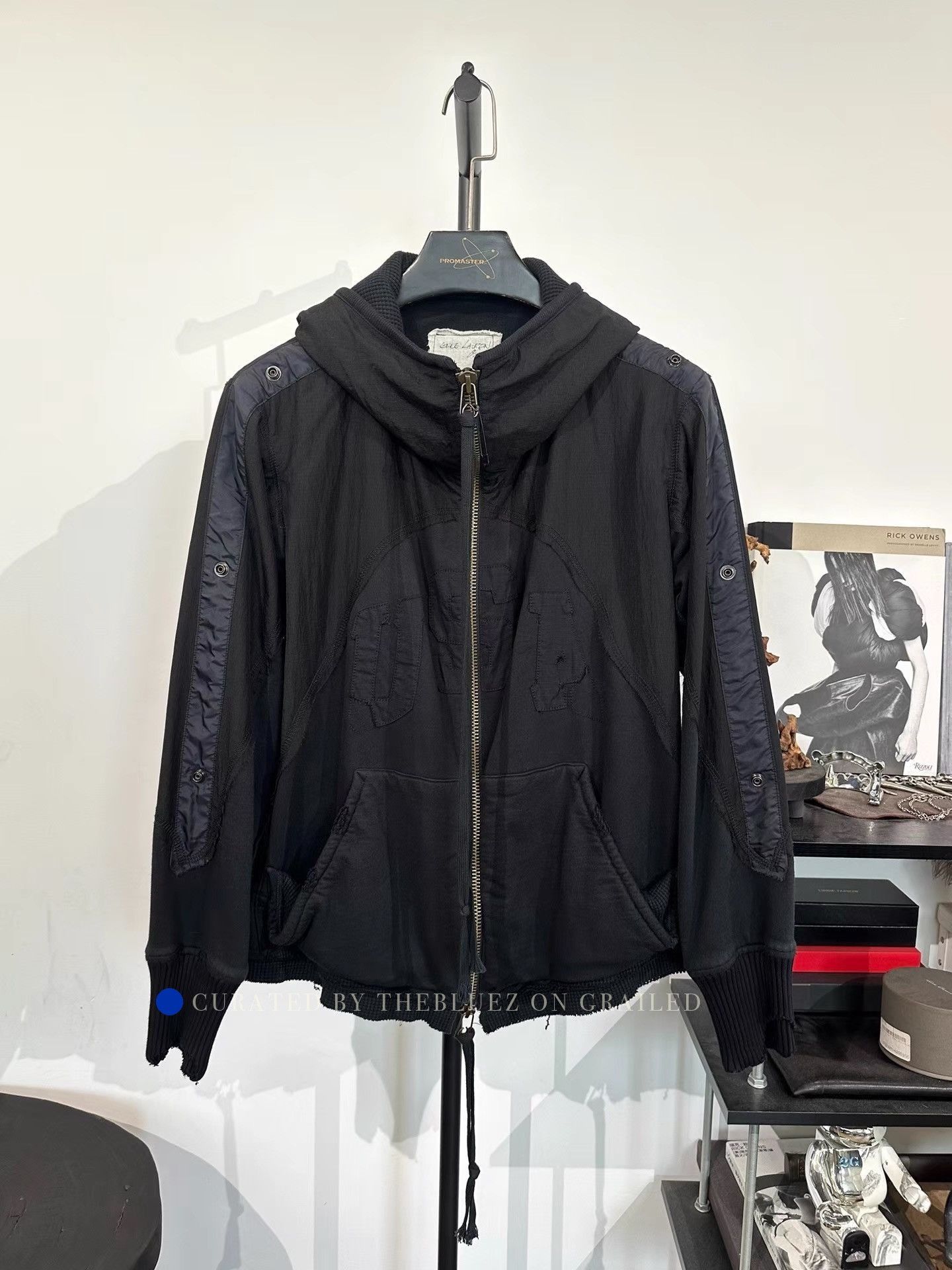 Greg Lauren Black Hooded Light Jacket with Zip Closure Size US M / EU 48-50 / 2 - 1 Thumbnail