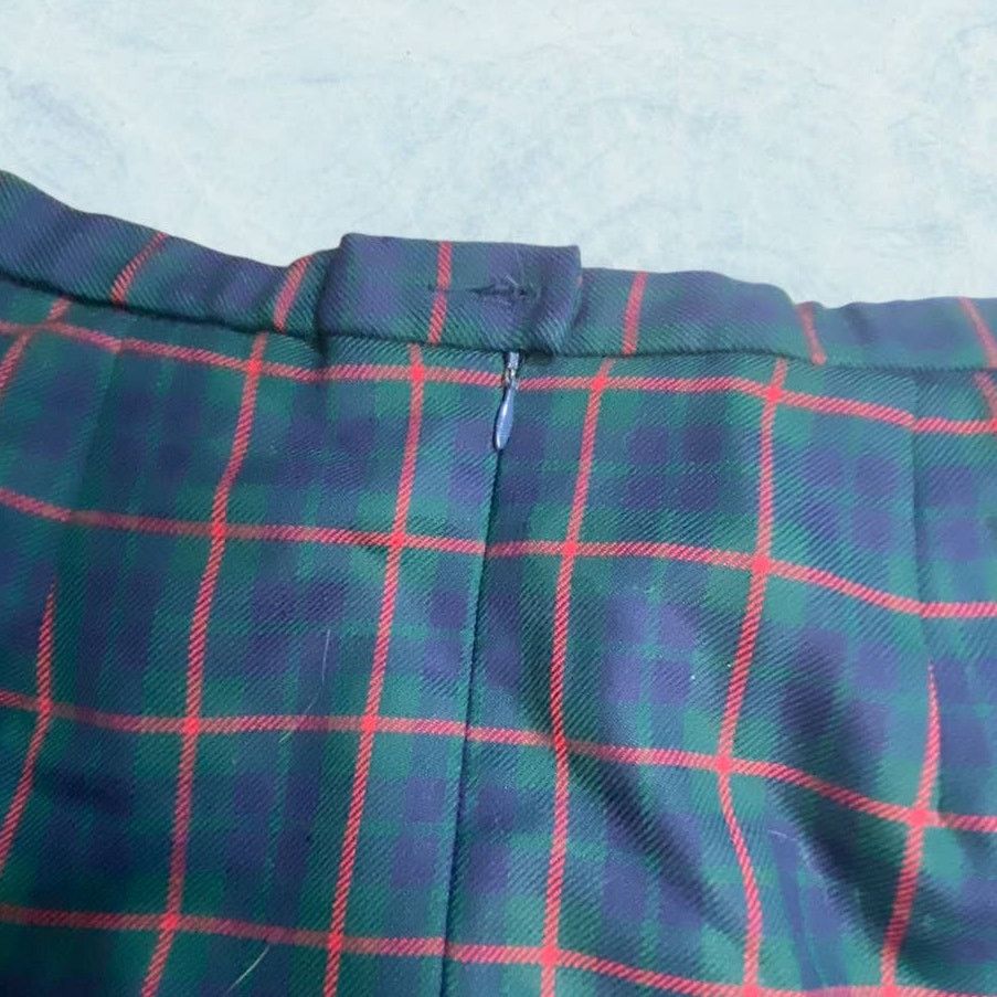 Pendleton Pendleton Vintage Virgin Wool Green Tartan Midi Skirt 12 Size 29" - 5 Thumbnail