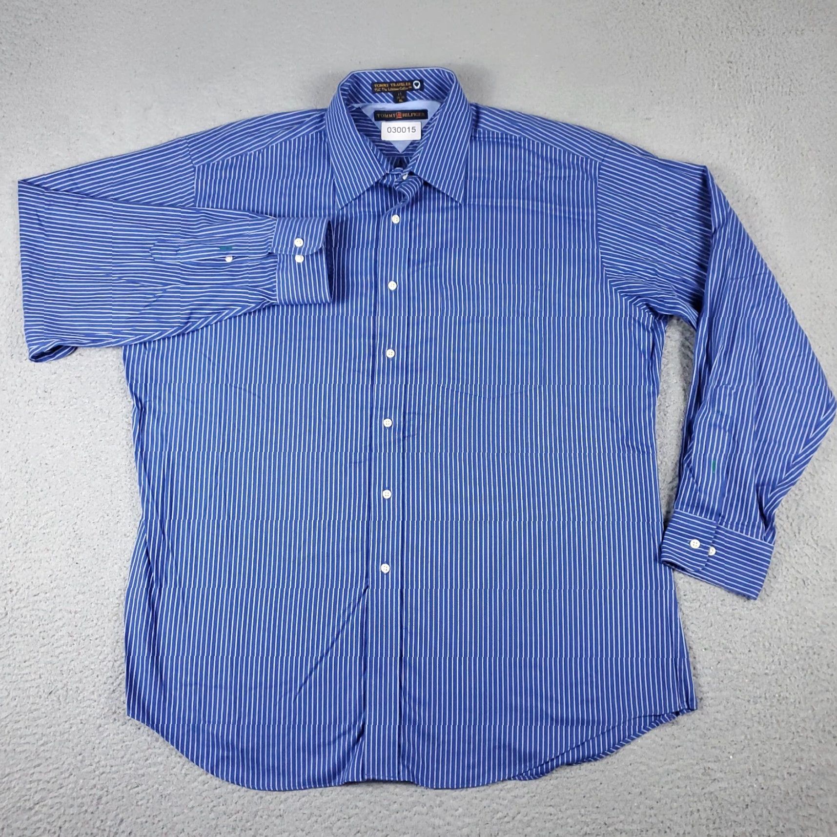 Tommy Hilfiger TOMMY HILFIGER Shirt Blue Striped Casual Button-Up Long Sleeve Mens XL Size US XL / EU 56 / 4 - 2 Thumbnail