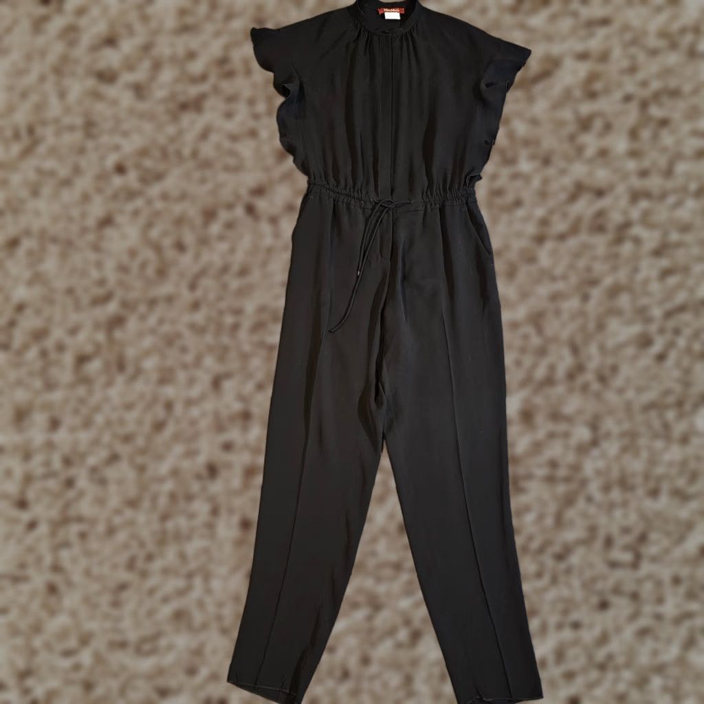 Max Mara VINTAGE MaxMara Jumpsuit Women 10 Black Short Sleeve Tie Waist High Neck Casual Cocktail Size 32" / US 10 / IT 46 - 1 Thumbnail