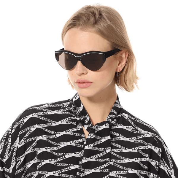 Balenciaga NEW Balenciaga BB0004S 001 Grey Shield Unisex Sunglasses Size ONE SIZE - 12 Thumbnail