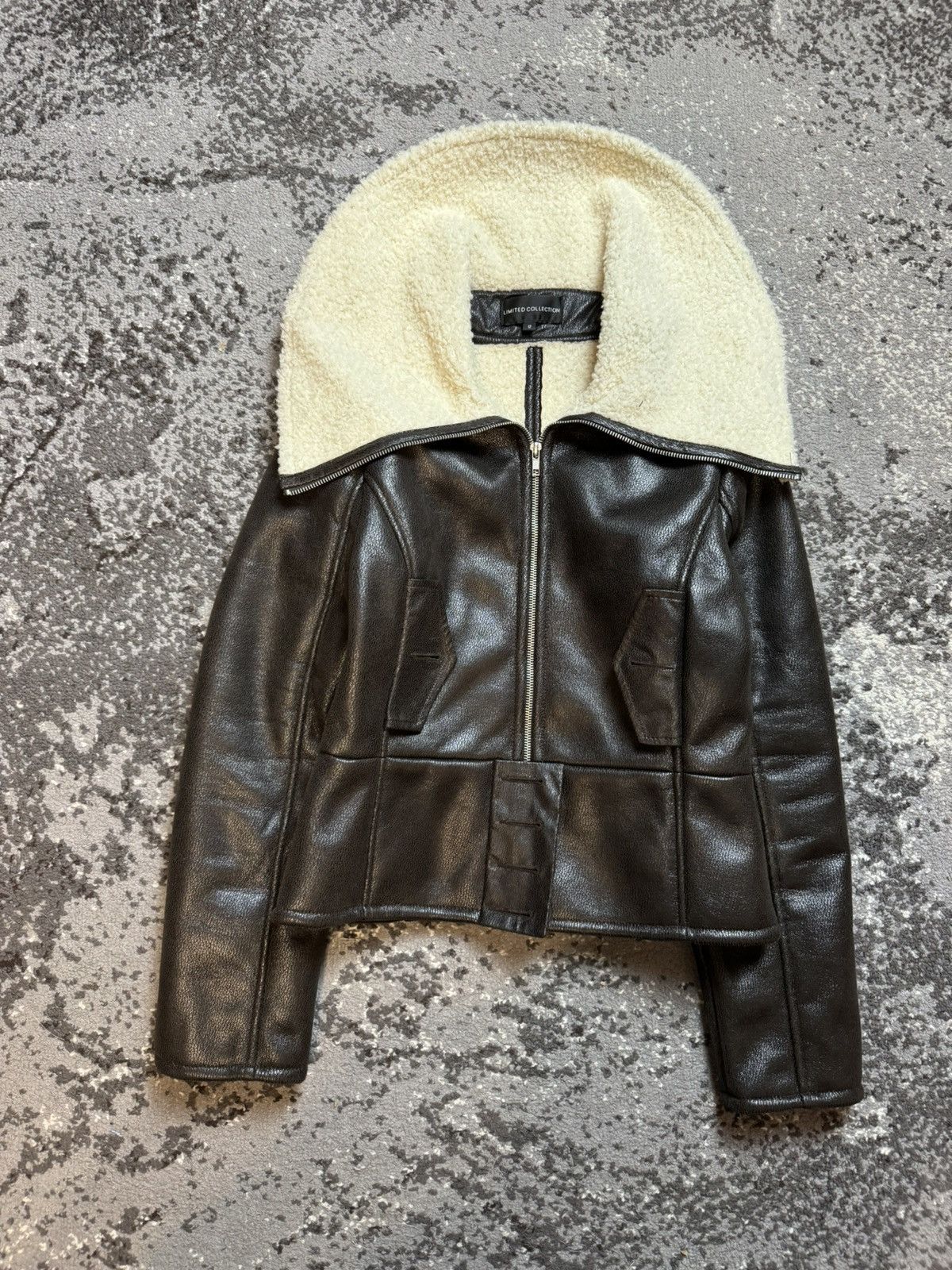Designer × Japanese Brand Y2K Leather LGB Style Fuzzy Long Collar Biker Bomber Jacket Size US S / EU 44-46 / 1 - 1 Thumbnail