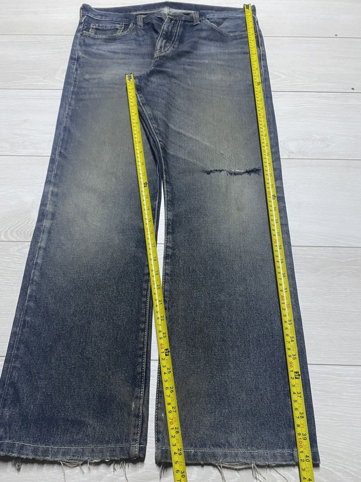 GU × Undercover Vintage gu Denim Distressed Straigh Loose Jeans Size US 35 - 15 Thumbnail