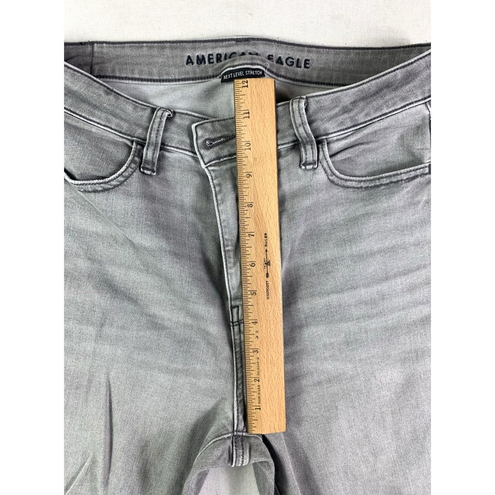 American Eagle Outfitters VINTAGE American Eagle Jegging Gray Hi-Rise Next Level Stretch Size 10 Long (Fit 32x31) Womens Size 24" / US 00 / IT 34 - 4 Thumbnail