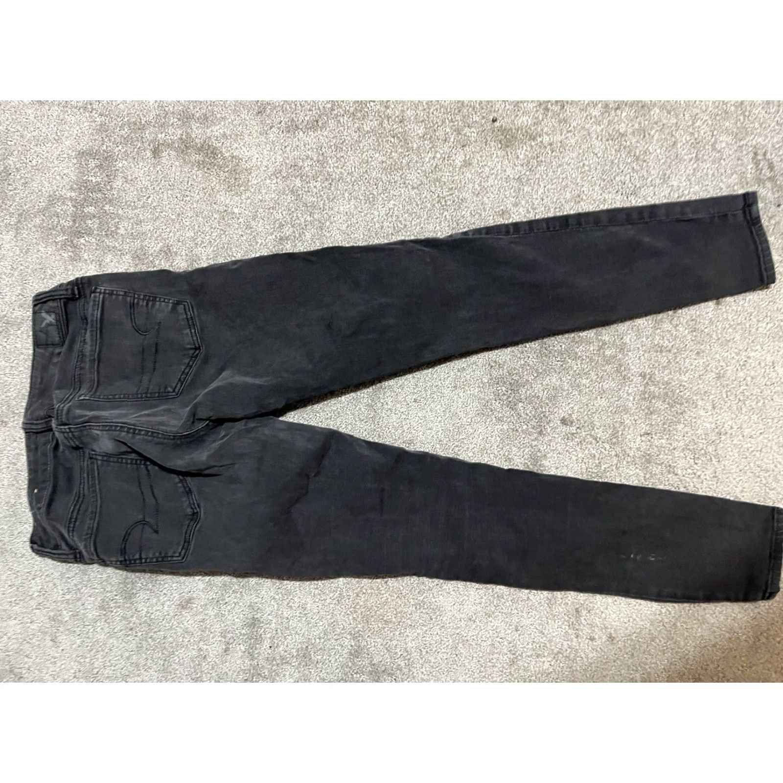 American Eagle Outfitters American Eagle Black Super Stretch Mid Rise Jegging Pants 2 Short Solid Womens Fit Denim 90s? Size 26" / US 2 / IT 38 - 3 Thumbnail