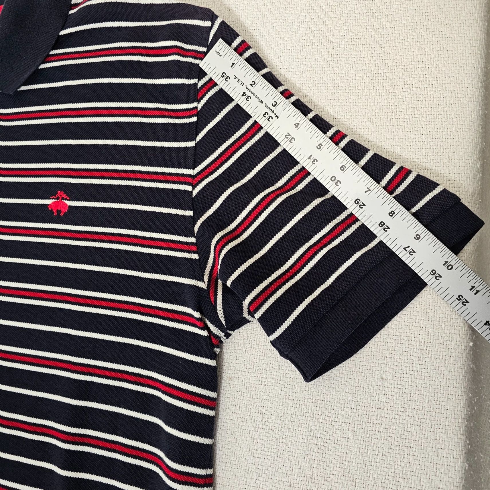 Brooks Brothers BROOKS BROTHERS 1818 Performance Polo Shirt Men's Large Blue Striped Regular Fit Size US L / EU 52-54 / 3 - 7 Thumbnail