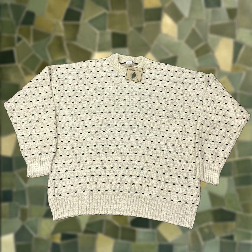 Vintage VINTAGE Northwest Territory Sweater Mens XL Beige 100% Cotton Crewneck Knit Geometric Pattern Mens XL Beige Knit Sweater Size US XL / EU 56 / 4 - 1 Thumbnail