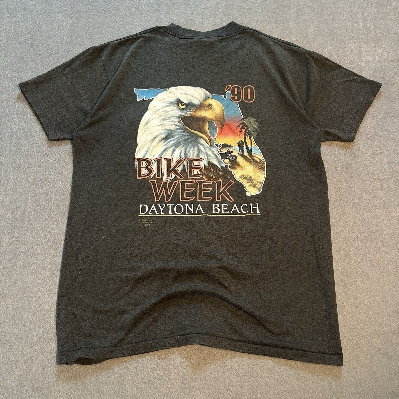 Harley Davidson HARLEY DAVIDSON L T-Shirt 3D Emblem 1990 Bike Week 