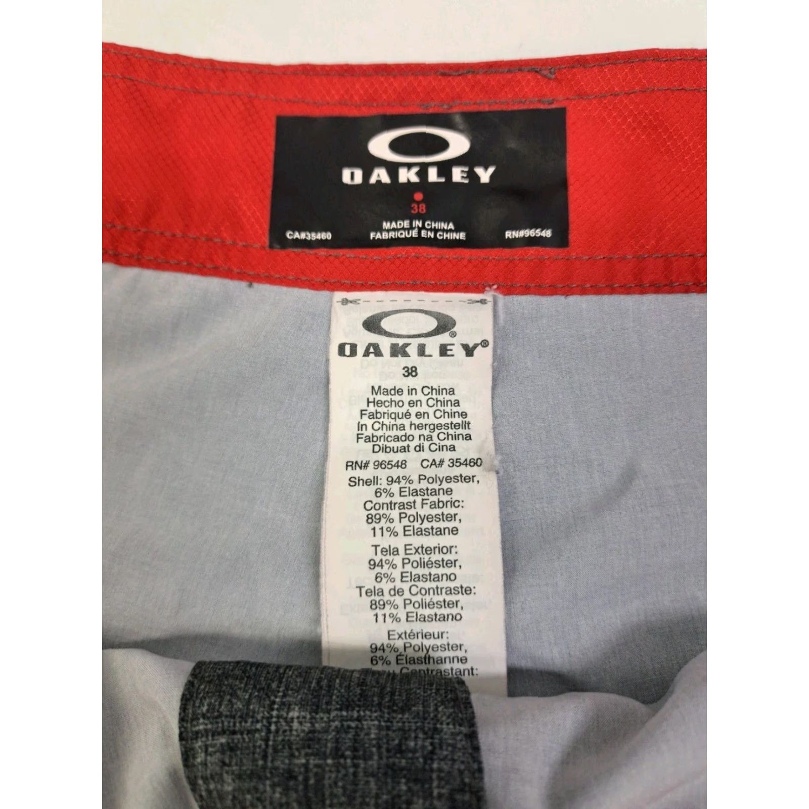 Oakley Oakley Mens Board Shorts Grey/Red Back Pocket 38 Regular 9" P/SP #7002 Mens Swim Bottoms Surfer Colorful 90s Size US 38 / EU 54 - 3 Thumbnail