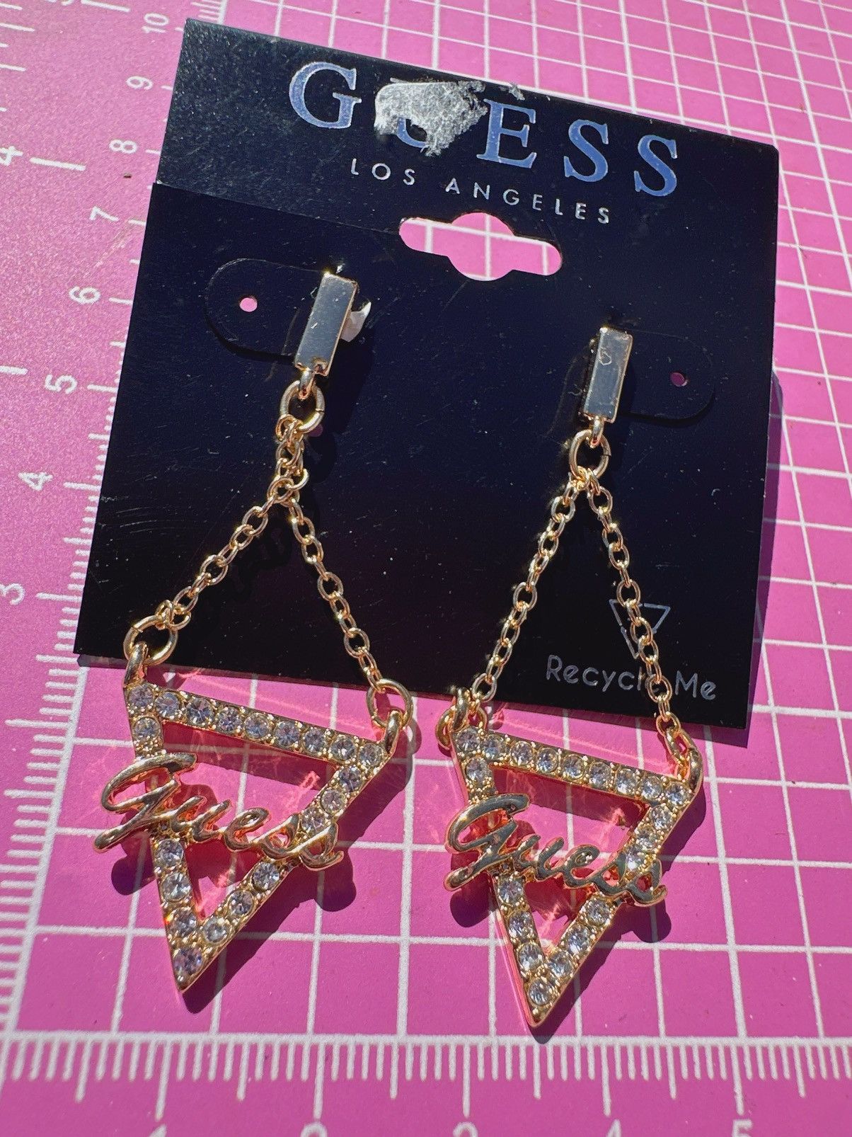 Guess Guess Earrings crystals paved triangle chain up tassels Size ONE SIZE - 4 Thumbnail