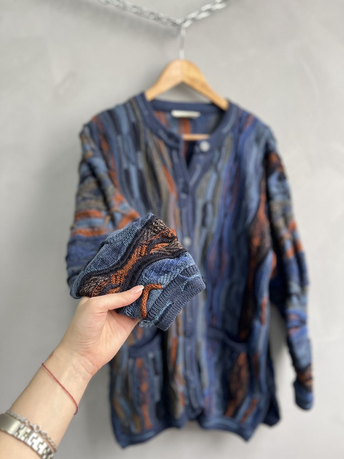 Vintage Coogi style Australia 3d knit sweater cardigan